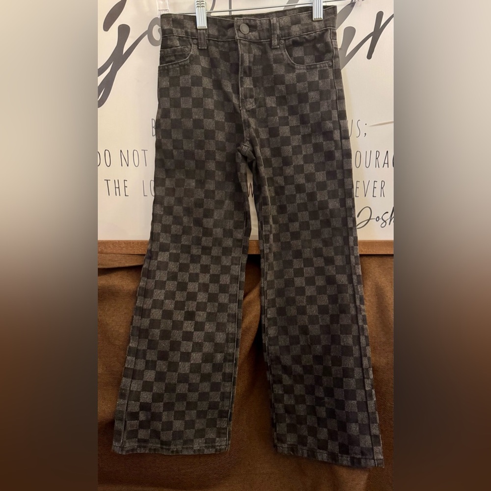 RSQ Kids Checkered Black and Gray wide leg Jeans